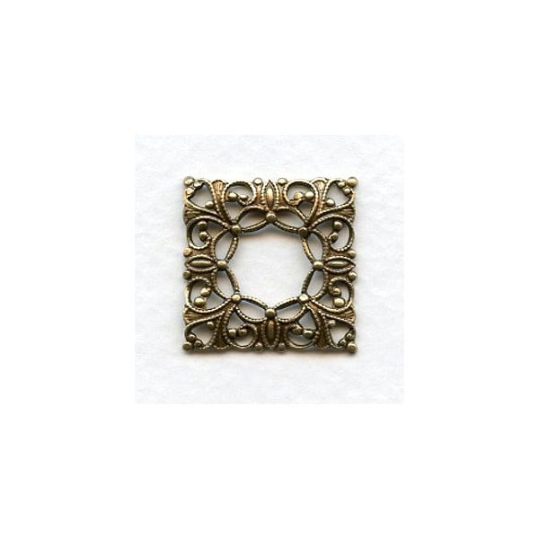 Open Center Square Filigree Oxidized Brass 21mm