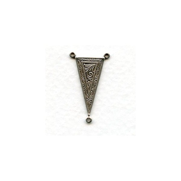 Elaborate Triangle 25mm Connectors Oxidized Silver (6)