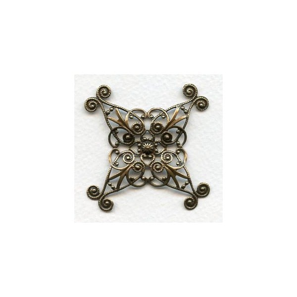 Ornate 48mm Filigree Oxidized Brass