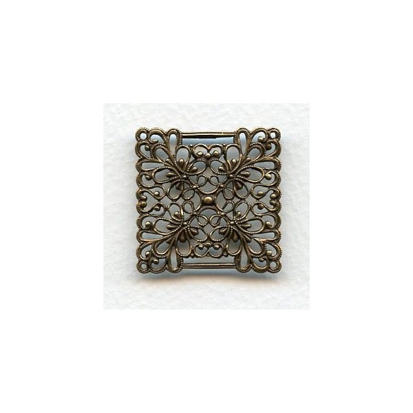 European Filigree Square 30mm Oxidized Brass (1)