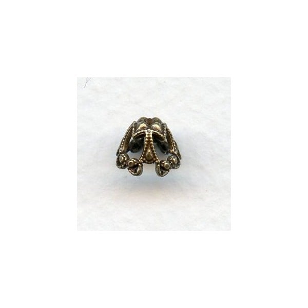 Elegant Openwork Bead Caps Oxidized Brass 8mm (6)