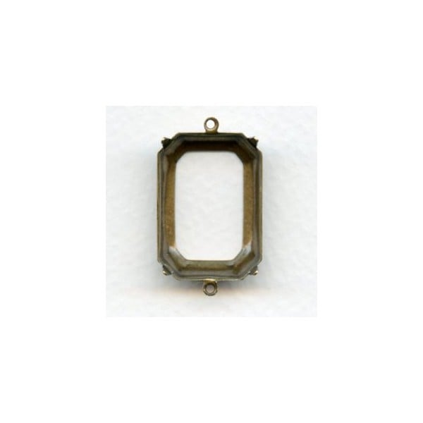 Octagon Connector Settings 25x18mm Oxidized Brass (6)