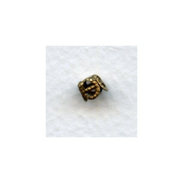 Square Filigree 5mm Bead Caps Oxidized Brass (24)