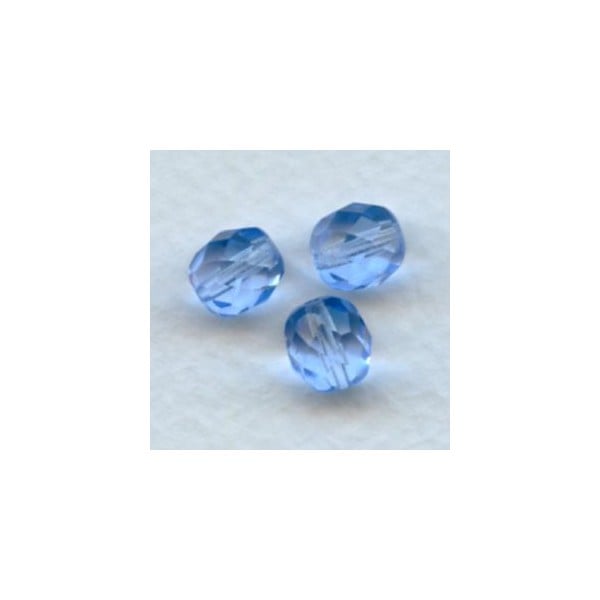 Light Sapphire Fire Polished Round Faceted Beads 8mm
