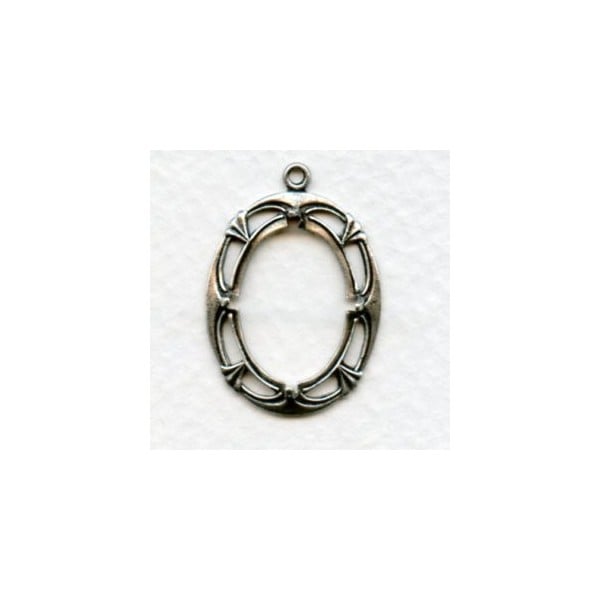 Art Deco Style 18x13mm Setting Oxidized Silver