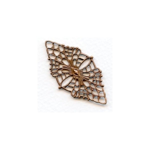 Fine Detail Diamond Shaped Filigree Oxidized Copper (1)