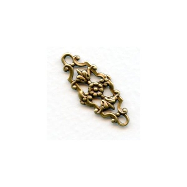 Fancy Floral Connectors Oxidized Brass 29mm (6)