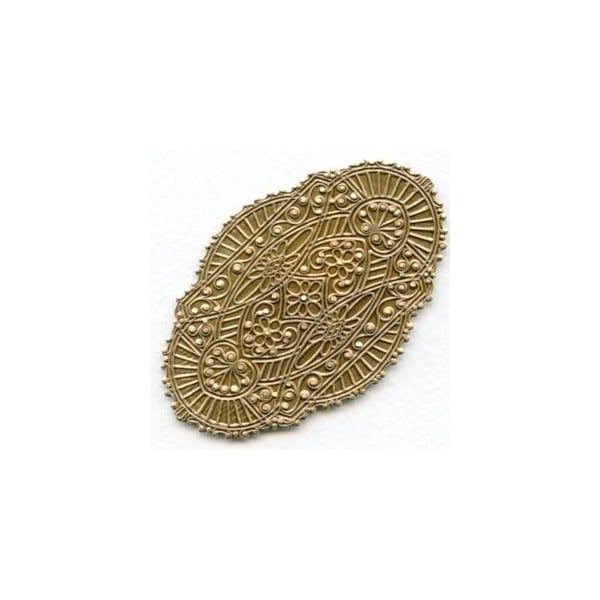 Fabulous Oval Ornate Oxidized Brass Stamping 75mm
