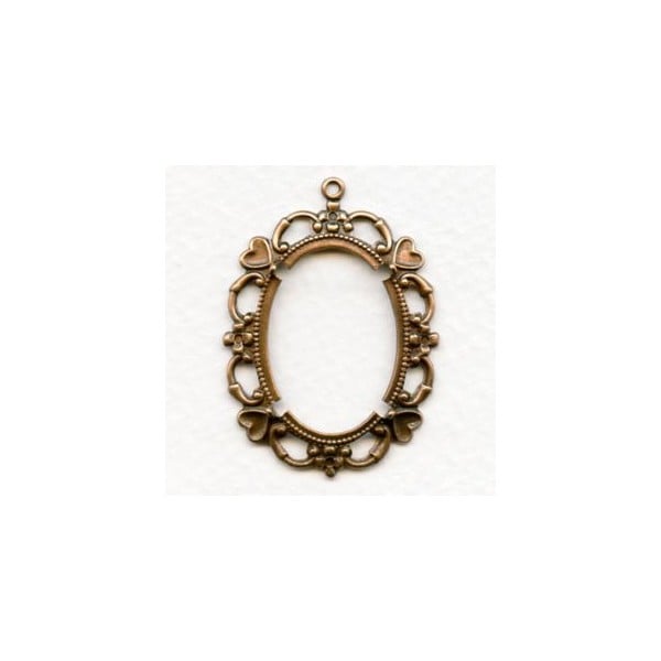 ^Hearts Flowers Edge Setting 25x18mm Oxidized Copper