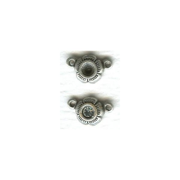 ^Settings to Hold Rhinestones Oxidized Silver 2 Loops (12)