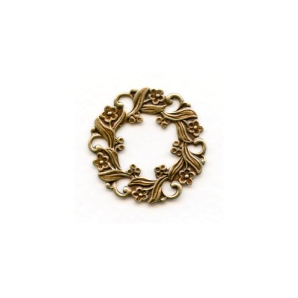 Floral Wreath Frame with Cutouts Oxidized Brass 27mm (2)