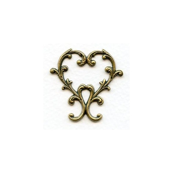 Framework Heart Shaped Stamping Oxidized Brass (1)