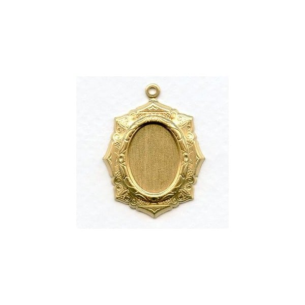 Elaborate Setting Pendants 18x13mm Raw Brass (6)