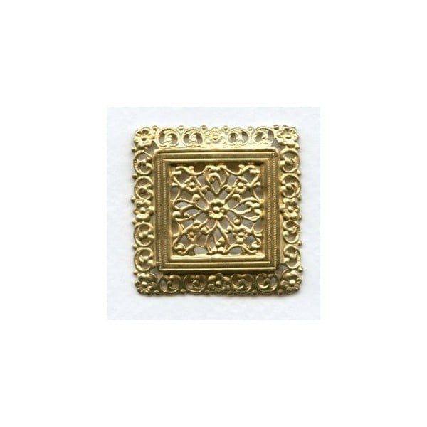 Ornate Floral Square Raw Brass Stamping (1)