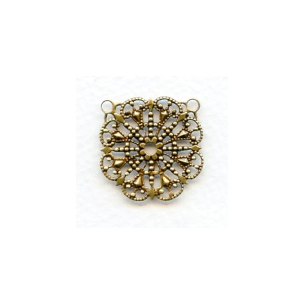 Round Filigree 2 Loops Oxidized Brass 23mm