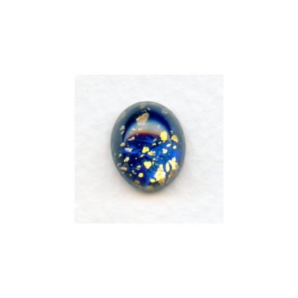 Dark Blue Glass Opal Cabochons Handmade 12x10mm (2)