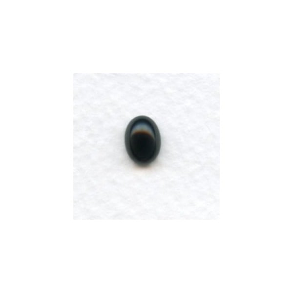 Jet Medium Dome Glass Oval Cabochons 8x6mm