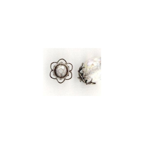 Elegant Filigree Bead Caps 9mm Oxidized Silver (12) - Image 2