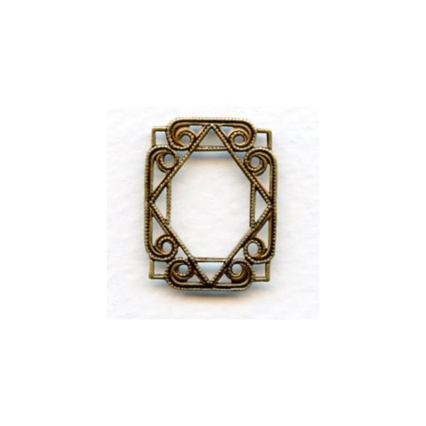 Delicate Filigree Rectangle Connector Frames Brass 26mm (6)