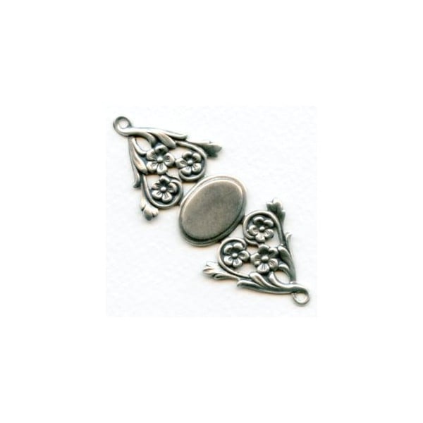 ^Floral Bracelet Connector Base Oxidized Silver (1)