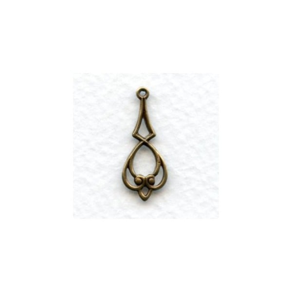 Dainty Filigree 22mm Pendants Oxidized Brass (6)