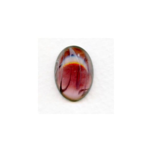 Vintage 18x13mm Oval Glass Cabochon Amethyst Swirls