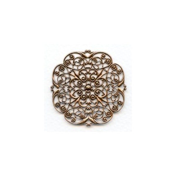 ^Filigree Ornate Flat 48mm Oxidized Copper (1)