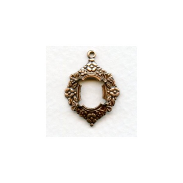 Tiny Floral 10x8mm Openback Oxidized Copper Settings