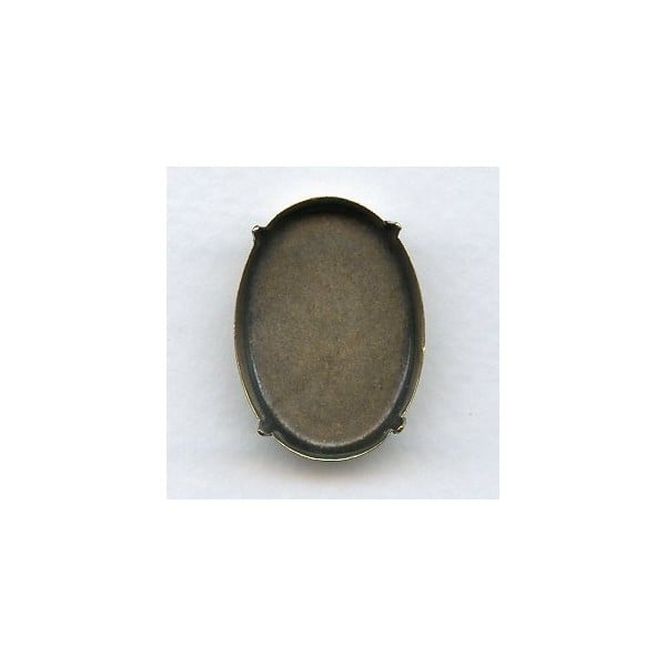 ^Oval Oxidized Brass Pronged Settings 30x22mm
