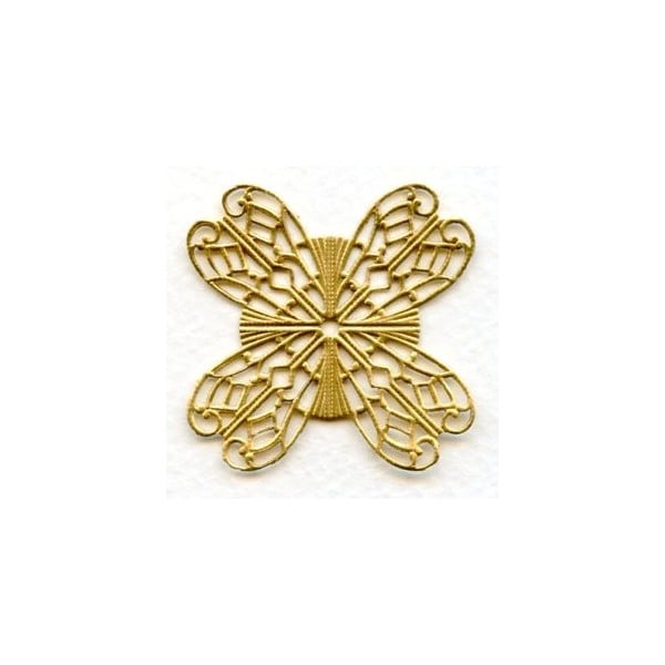 Four Petal Filigree Raw Brass 38mm (1)