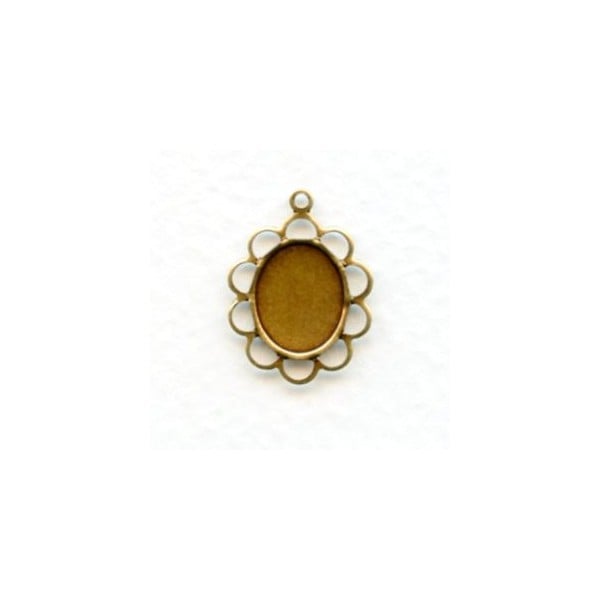 Tiny Filigree Setting Oxidized Brass 10x8mm (6)