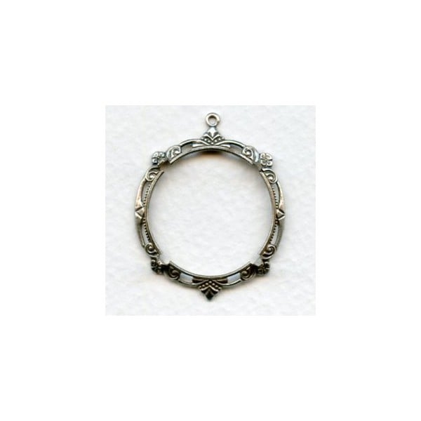 Delicate Fancy Edge Setting 25mm Oxidized Silver
