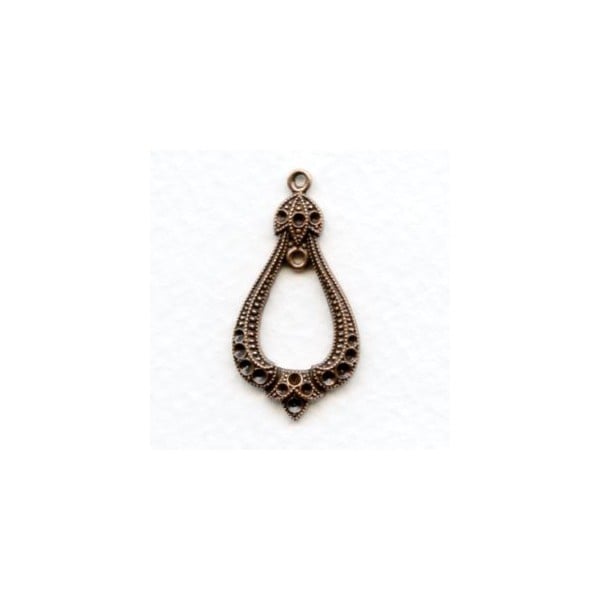 Exceptional Pendant with Rhinestone Settings Oxidized Copper (1)