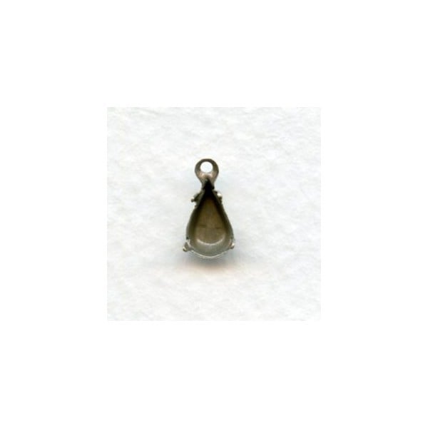 Pear Shape 8x4mm Pendant Settings Oxidized Silver (12)