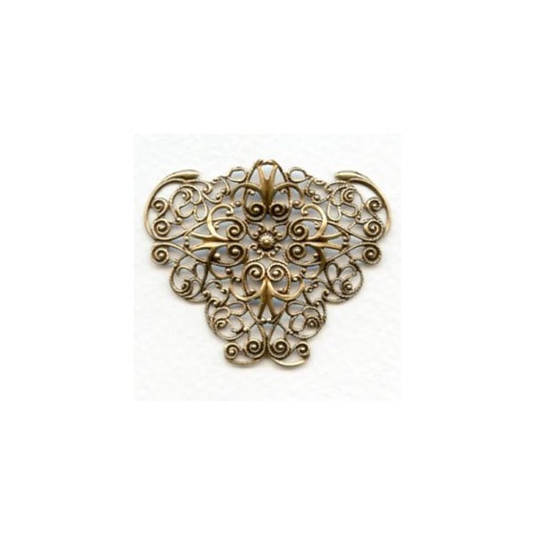 Ornate Filigree 47mm Triangle Shape Oxidized Brass (1)