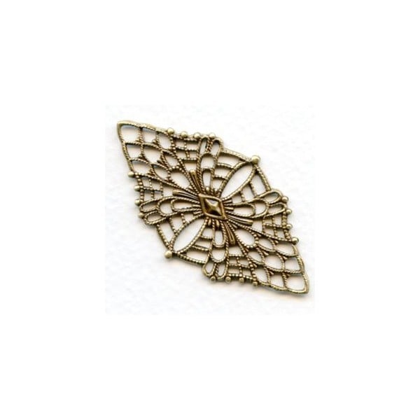 Fine Detail Diamond Shaped Filigree Oxidized Brass (1)