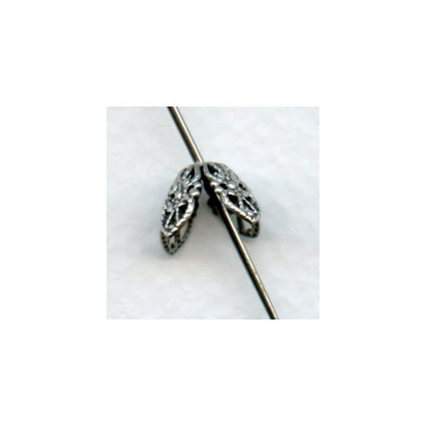 Fancy Filigree Bead Caps Oxidized Silver (12) - Image 2