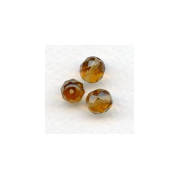 ^Smoked Topaz Fire Polished Round Faceted Beads 8mm