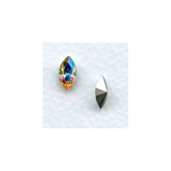 Navette Crystal AB Foiled Back Rhinestones 10X5mm