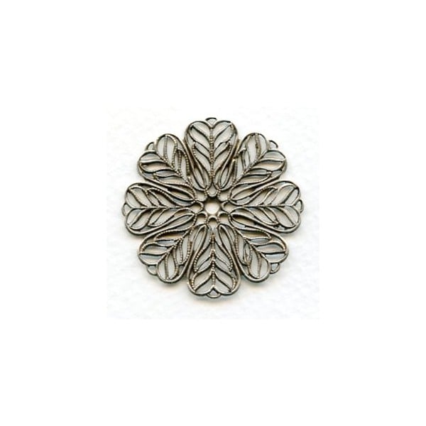 Round Filigree Bases 37mm Oxidized Silver (2)
