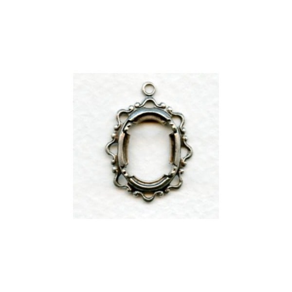 Openwork 14x10mm Settings Oxidized Silver (2)