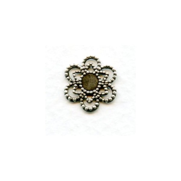 Flower and Star Shaped 4mm Settings Oxidized Silver (6)