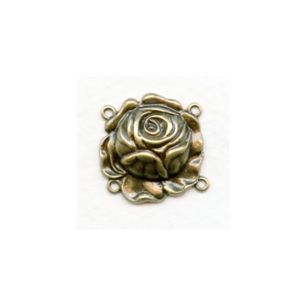 The Rose Connector with 4 Loops Oxidized Brass