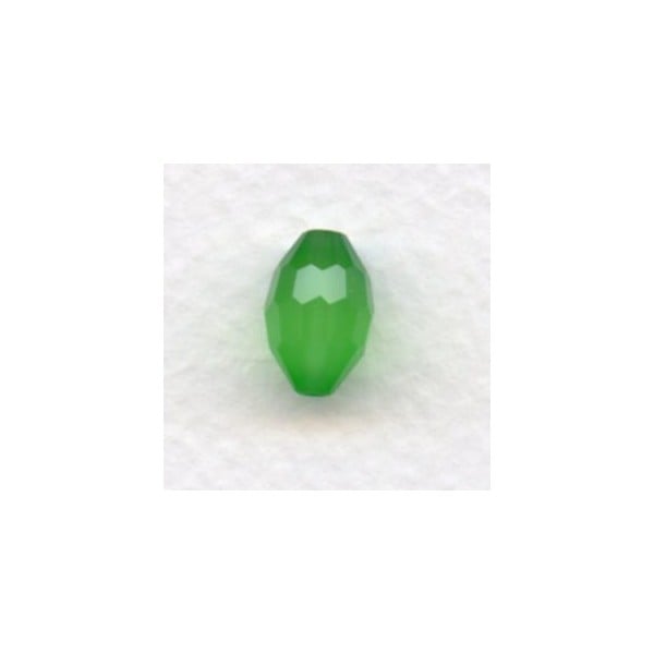 ^Oval Faceted Glass Beads Opal Green 11x8mm