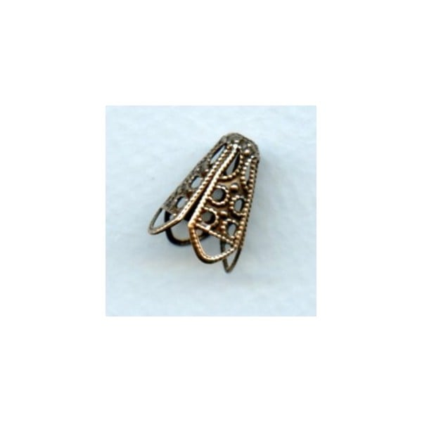Filigree Cone Bead Caps 12mm Oxidized Copper (12)