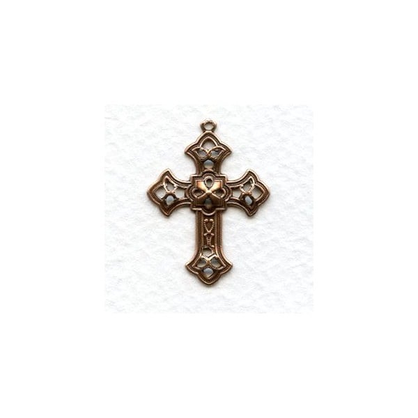 Filigree Cross Pendants Oxidized Copper 26MM (12)