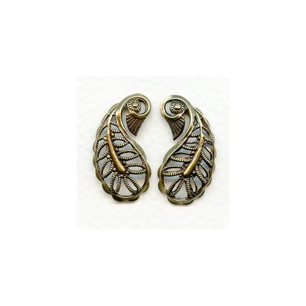 European Filigree Flourishes Oxidized Brass (1 Set)