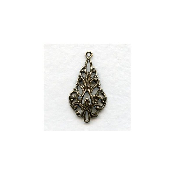 European Filigree Oxidized Brass 25mm Drop