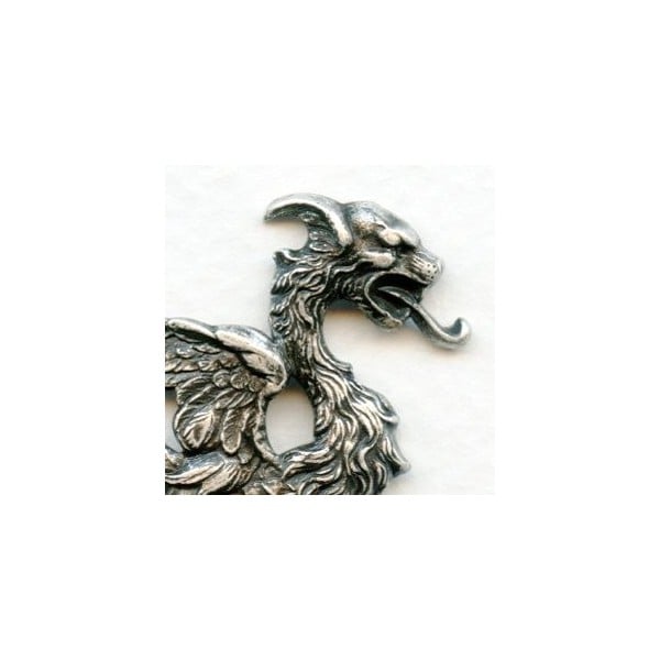 Medieval Style Dragon Stampings Oxidized Silver (1 set) - Image 2