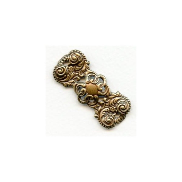Ornate Narrow Rectangle Stamping Oxidized Brass (2)